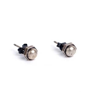 hex dome head screw earring stud silver