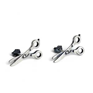 silver scissors stud earring