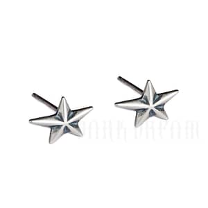 irregular pentagram stud earring silver