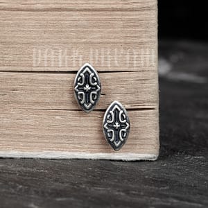 Cross Shield Badge Stud Earrings