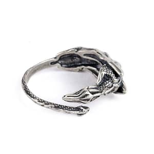 sleepy dragon open ring silver