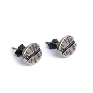 silver coffee bean earring stud