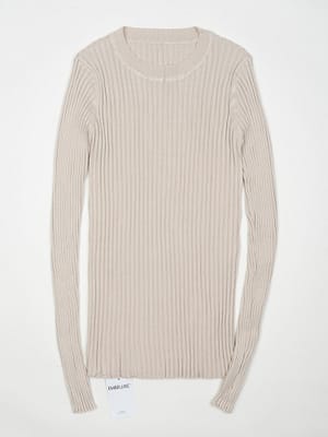 crew neck ribbed sweater in beige