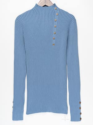 mock neck sweater blue