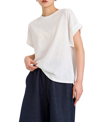 short sleeved linen cotton t shirt in white