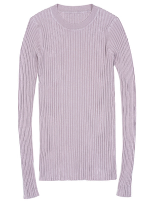 crew neck ribbed top in dusty pink