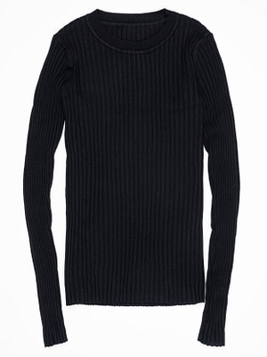 knitted ribbed top in black color