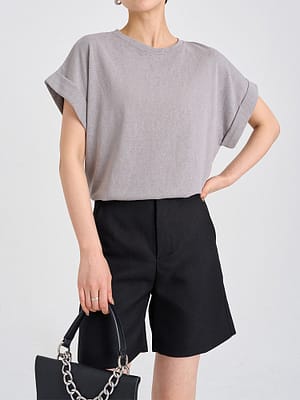 short sleeve linen t shirt grey