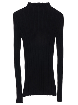 black mock neck cotton sweater top