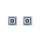 Square stud earring with blue crystal silver