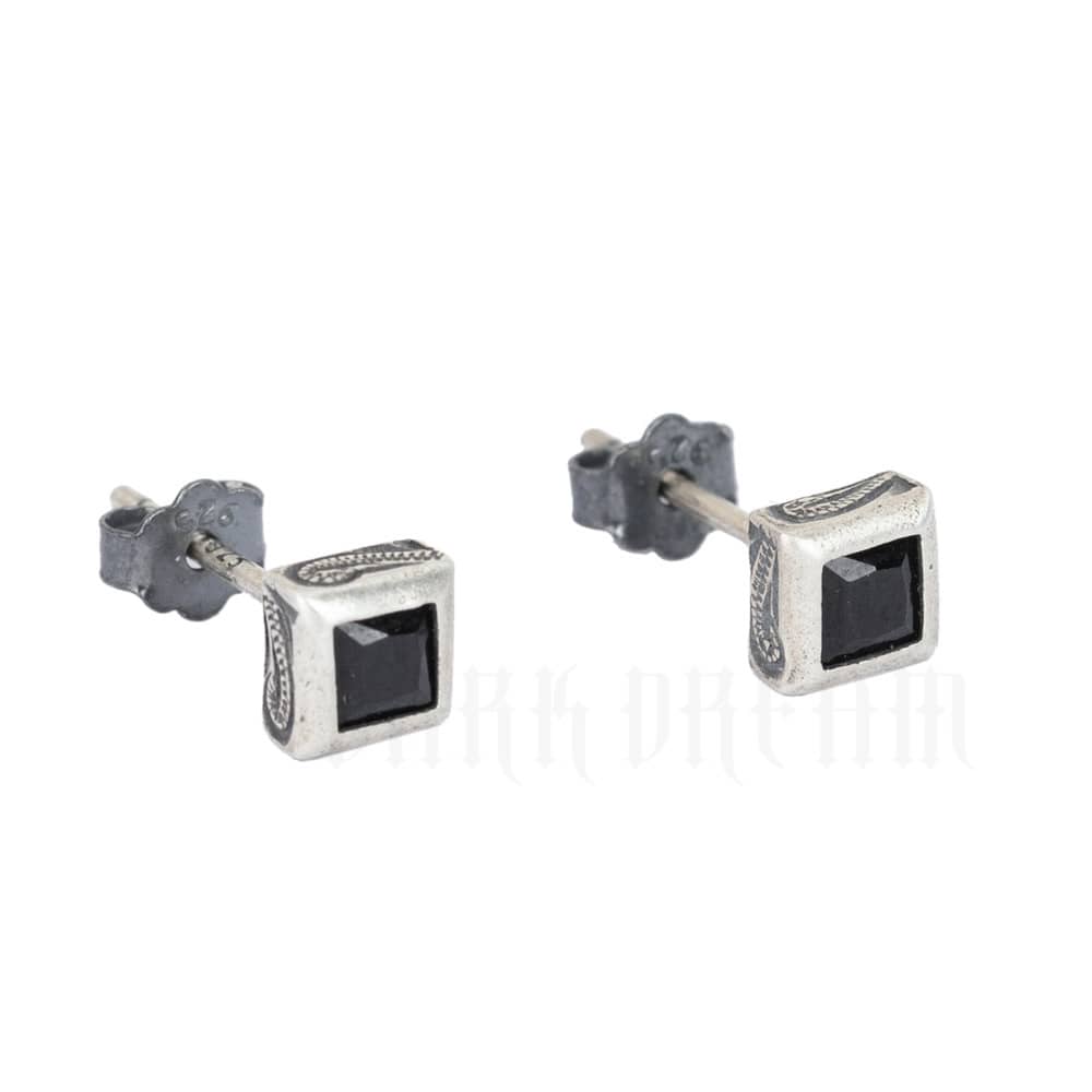 Square Diamond Stud Earrings 925 Sterling Silver Jewelry